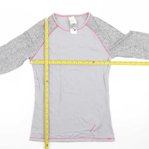 Decathlon Women’s Grey Geometric Long Sleeve Slim Fit Sports Top S