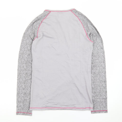 Decathlon Women’s Grey Geometric Long Sleeve Slim Fit Sports Top S