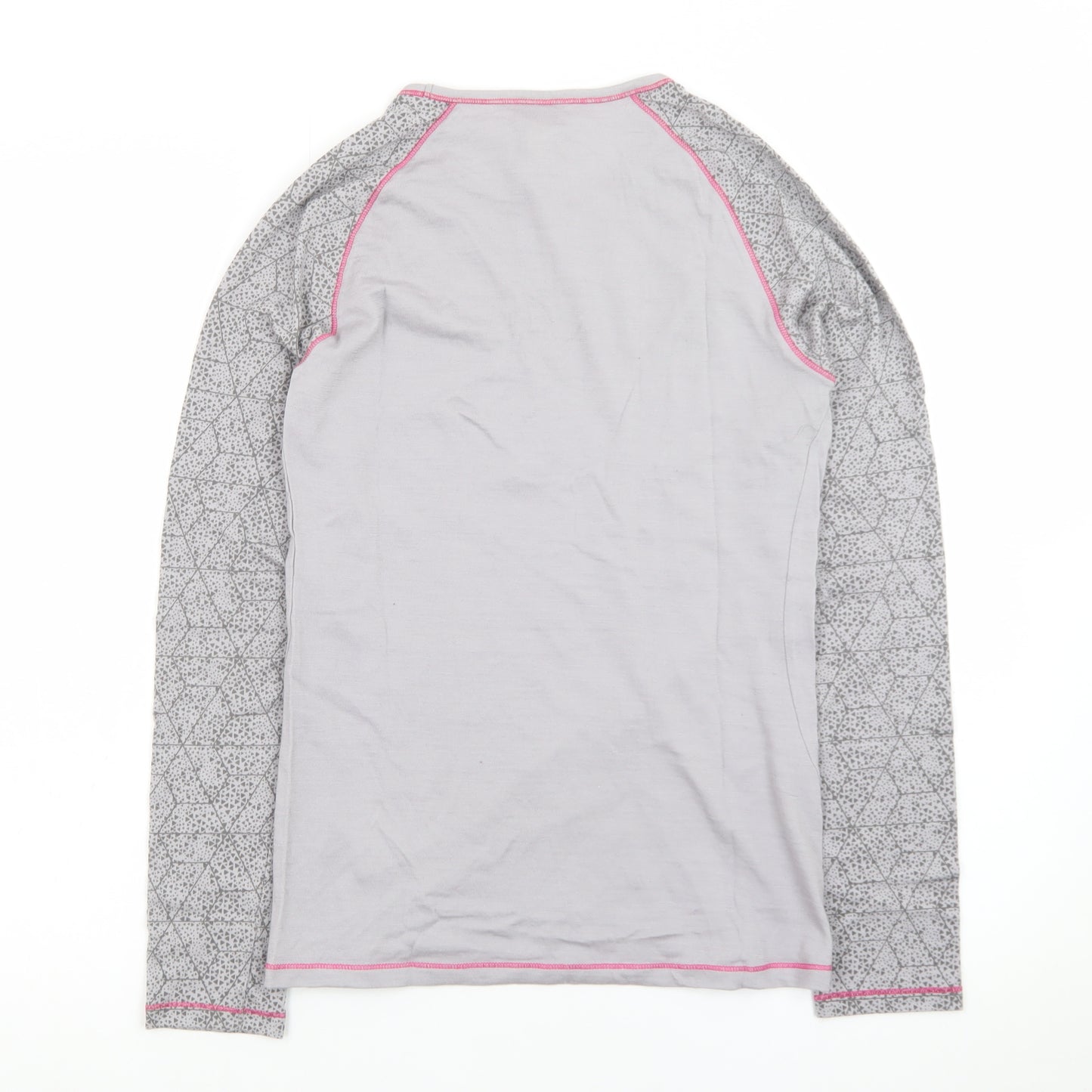 Decathlon Women’s Grey Geometric Long Sleeve Slim Fit Sports Top S