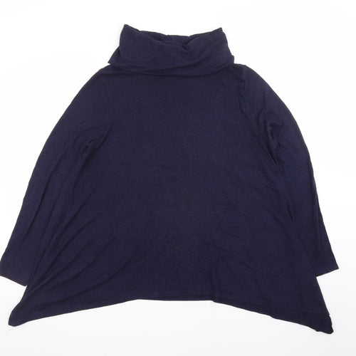 Phase Eight Women Blue Size 16 Roll Neck Trapeze Knit Dress