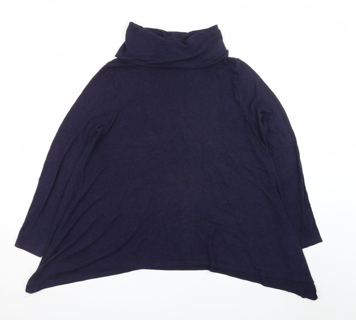 Phase Eight Women Blue Size 16 Roll Neck Trapeze Knit Dress