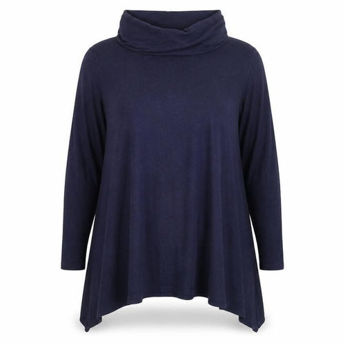 Phase Eight Women Blue Size 16 Roll Neck Trapeze Knit Dress