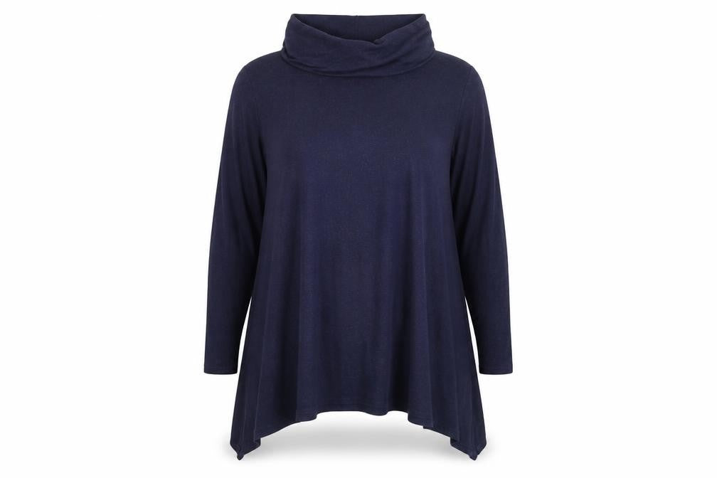 Phase Eight Women Blue Size 16 Roll Neck Trapeze Knit Dress