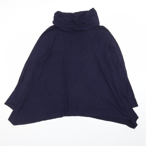 Phase Eight Women Blue Size 16 Roll Neck Trapeze Knit Dress