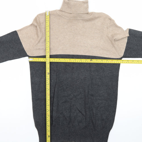 Papaya Womens Beige Grey Roll Neck Long Sleeve Jumper Size 14