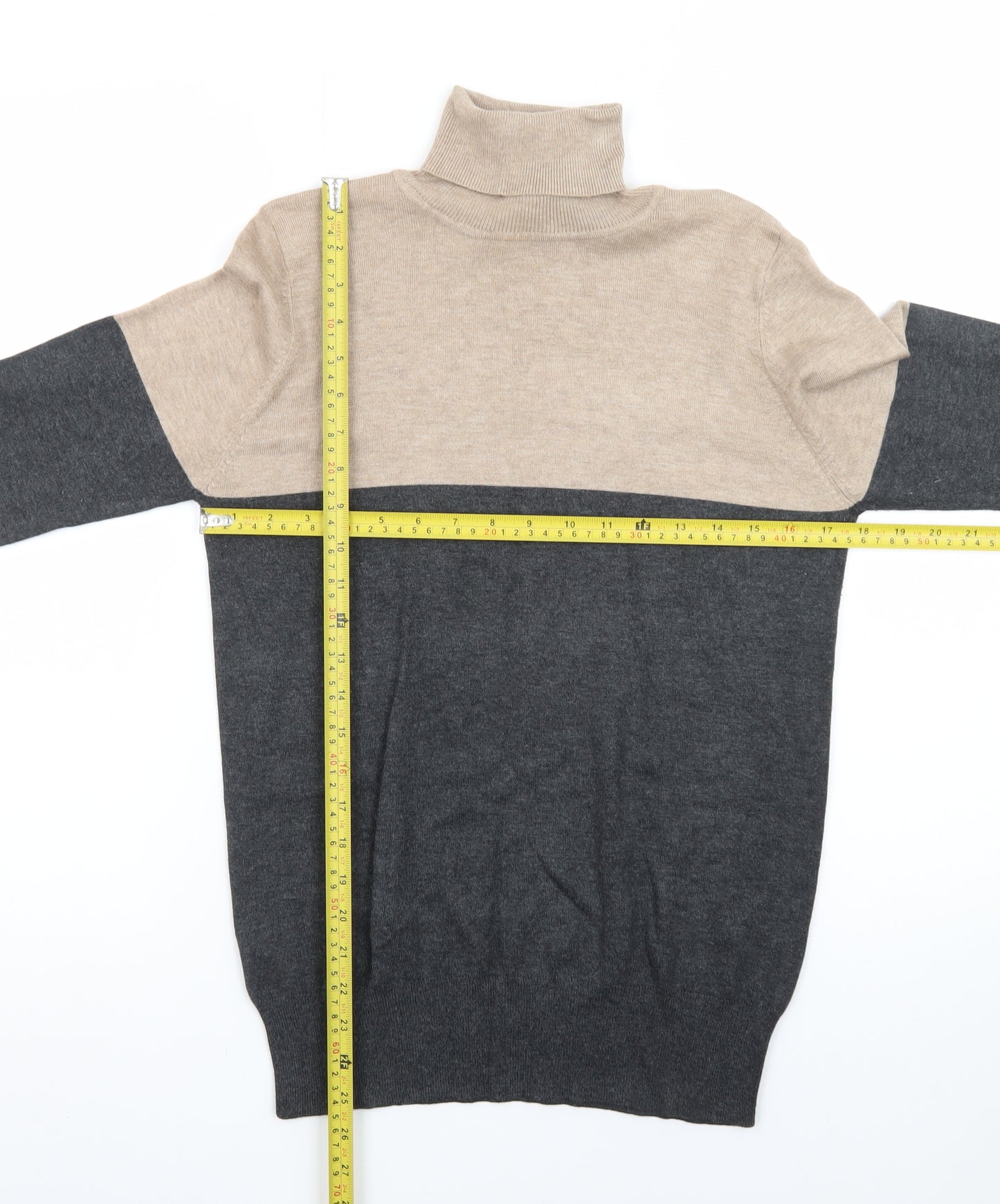 Papaya Womens Beige Grey Roll Neck Long Sleeve Jumper Size 14