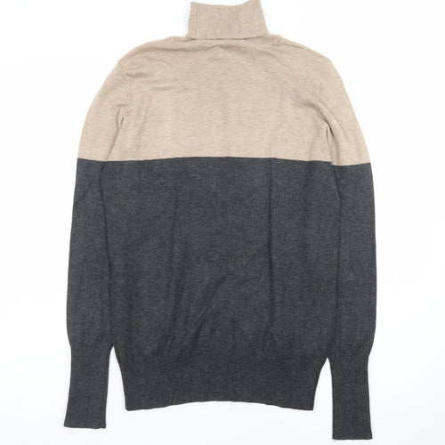 Papaya Womens Beige Grey Roll Neck Long Sleeve Jumper Size 14