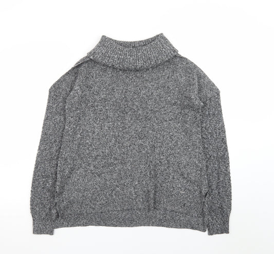Hollister Women Grey Roll Neck Chunky Knit Pullover Jumper M
