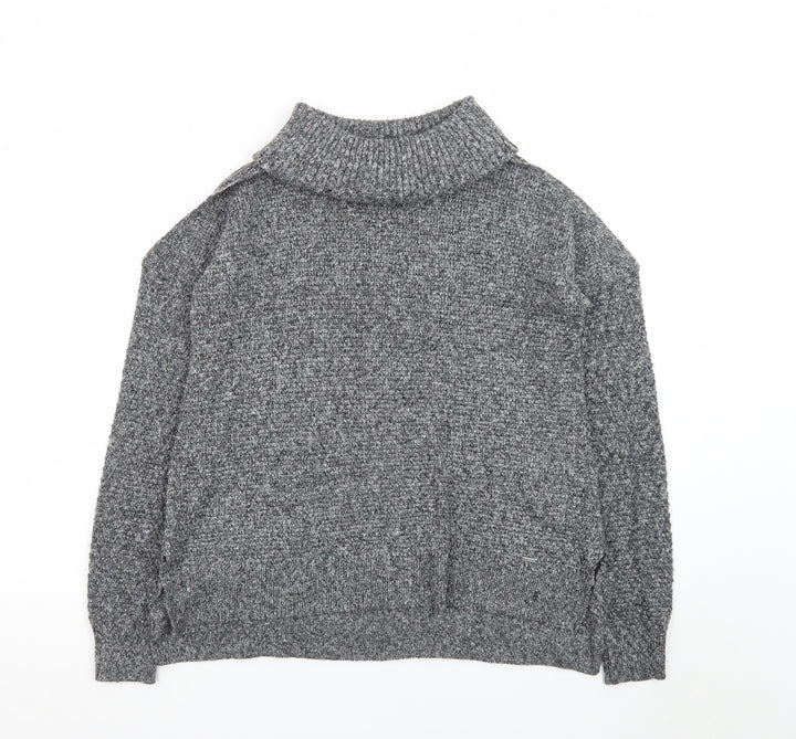 Hollister Women Grey Roll Neck Chunky Knit Pullover Jumper M