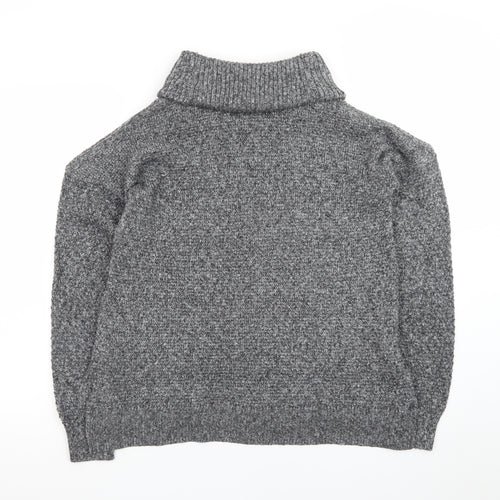 Hollister Women Grey Roll Neck Chunky Knit Pullover Jumper M