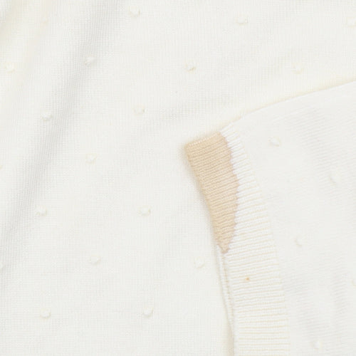 Mango Women Ivory Cotton Knit Long Sleeve Cardigan Size 10