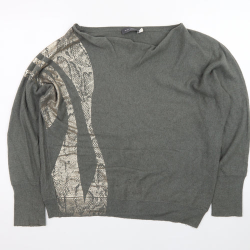 Mint Velvet Women’s Grey Snake Print Wool Blend Pullover Jumper L