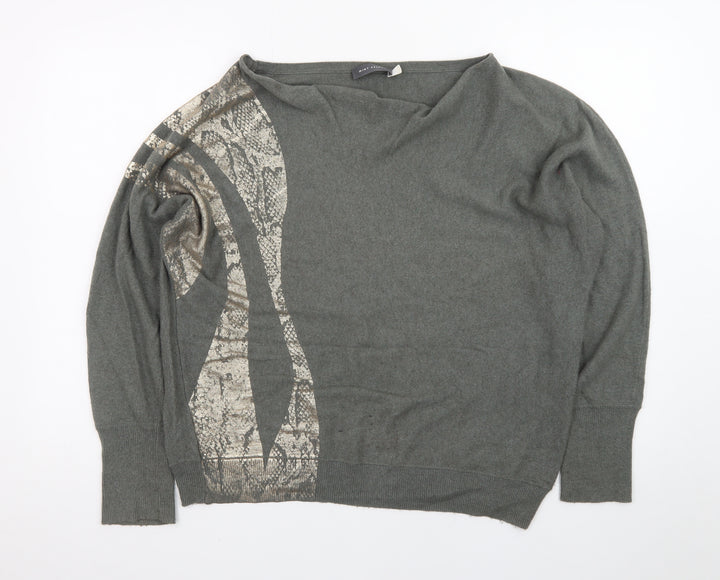 Mint Velvet Women’s Grey Snake Print Wool Blend Pullover Jumper L