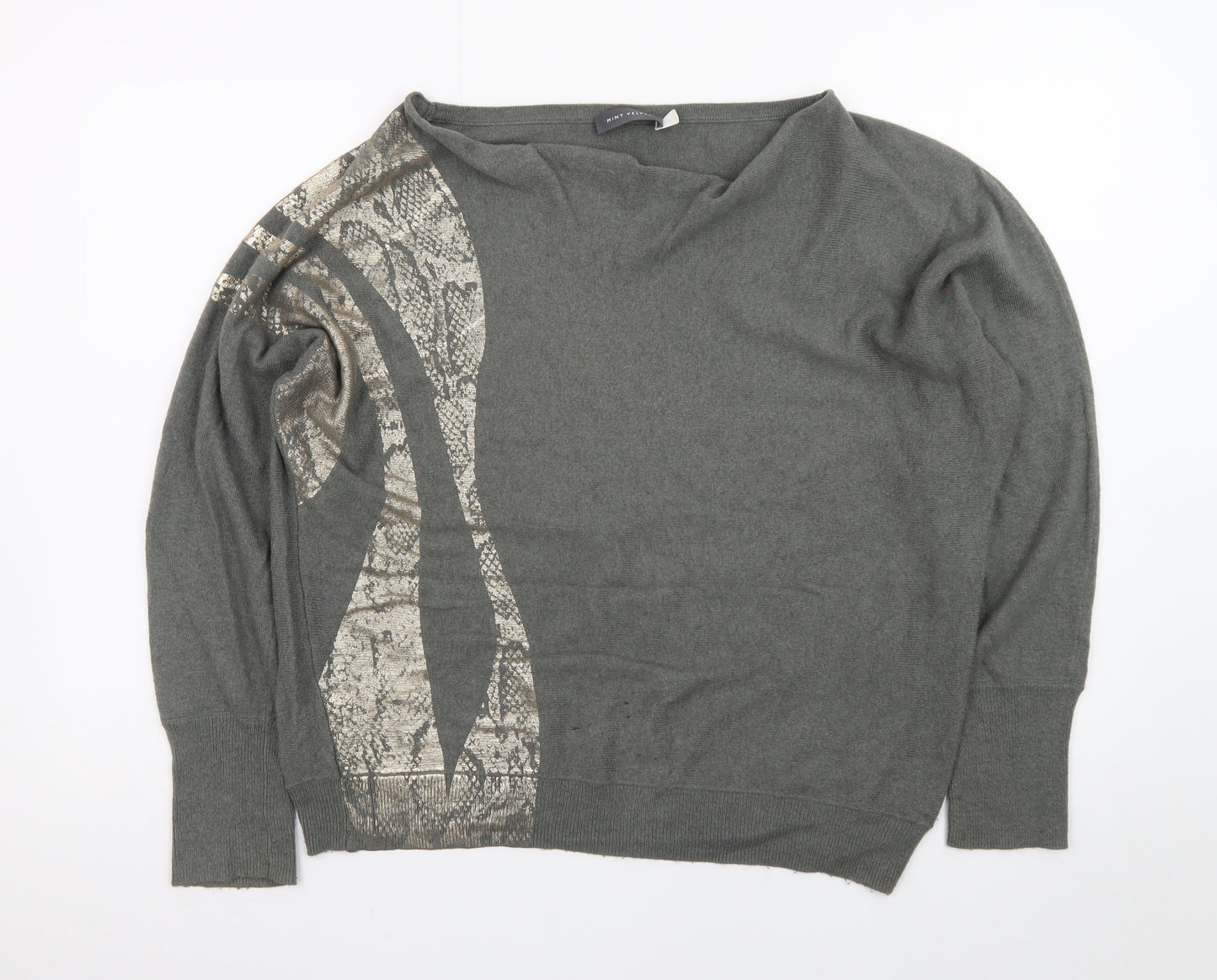 Mint Velvet Women’s Grey Snake Print Wool Blend Pullover Jumper L