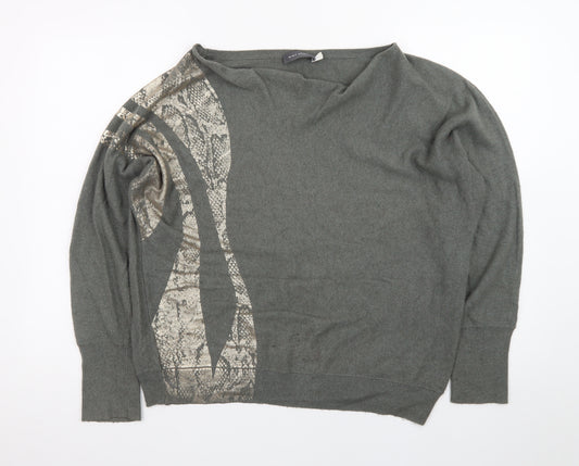 Mint Velvet Women’s Grey Snake Print Wool Blend Pullover Jumper L