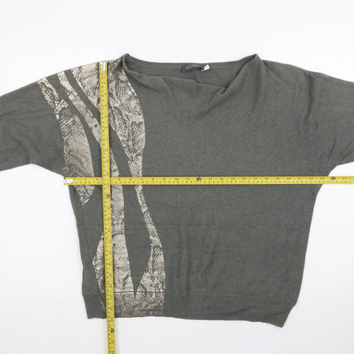 Mint Velvet Women’s Grey Snake Print Wool Blend Pullover Jumper L