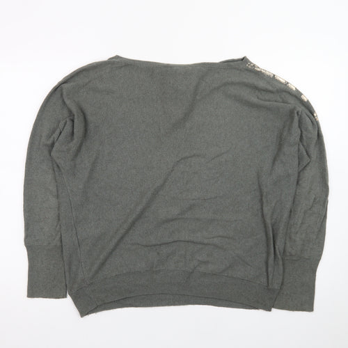 Mint Velvet Women’s Grey Snake Print Wool Blend Pullover Jumper L