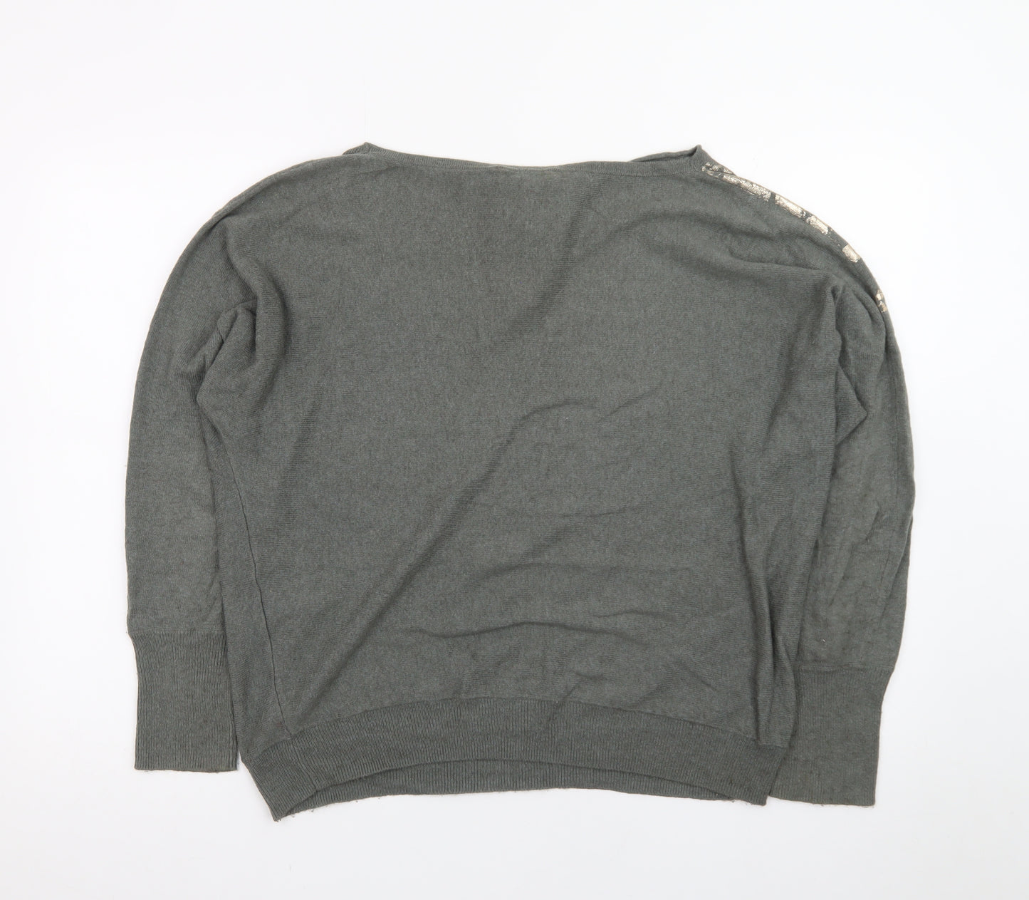 Mint Velvet Women’s Grey Snake Print Wool Blend Pullover Jumper L