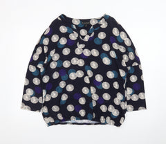 Phase Eight Women Blue Geometric Tunic Blouse UK 14 V-Neck 3/4 Sleeve