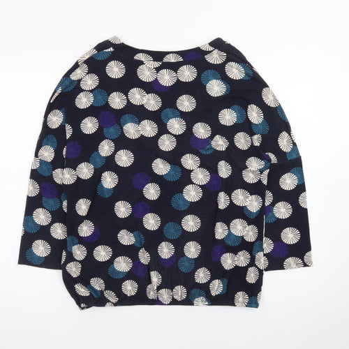 Phase Eight Women Blue Geometric Tunic Blouse UK 14 V-Neck 3/4 Sleeve