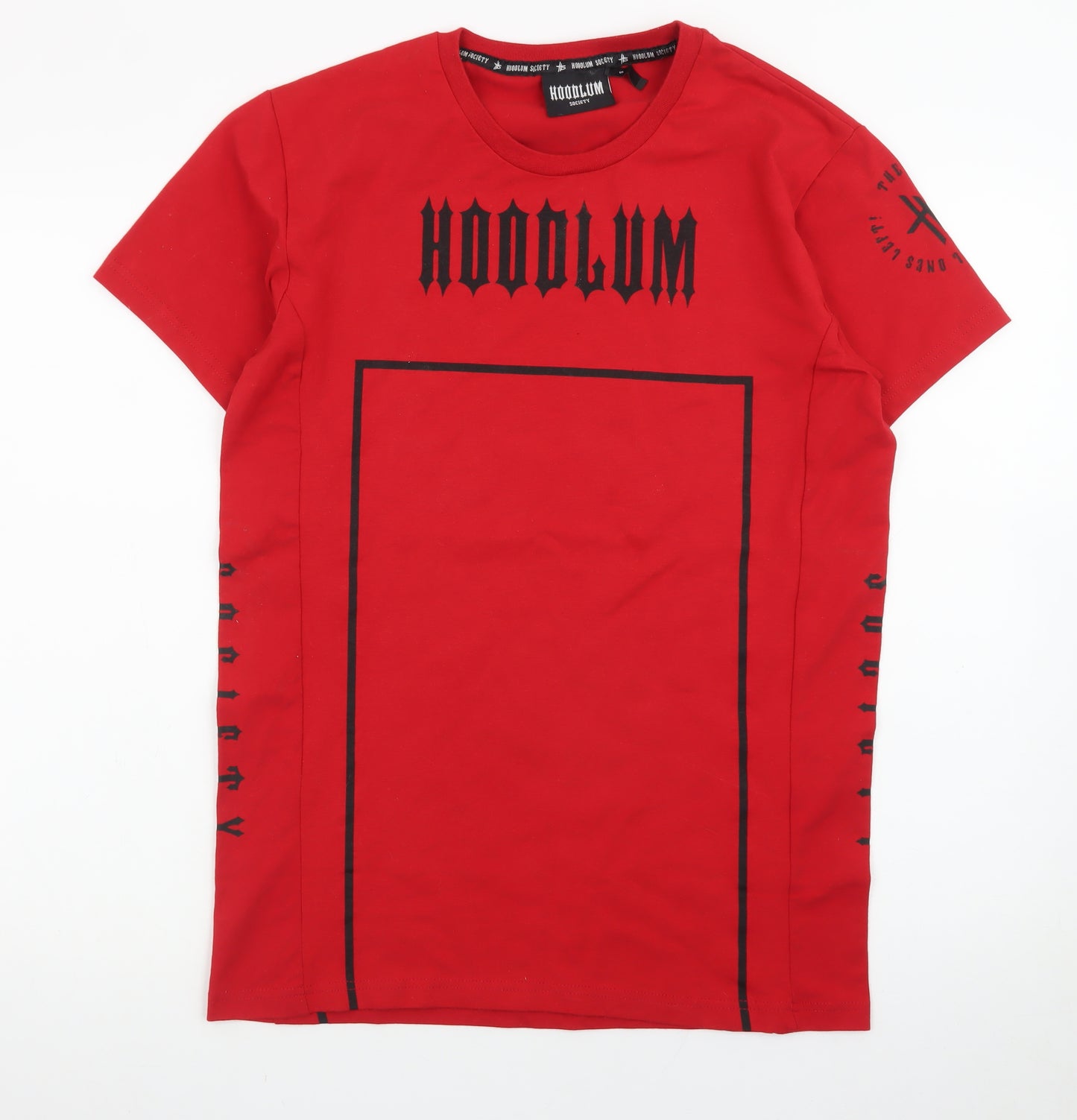 Hoodlum Society Men's Red Graphic Print Crew Neck T-Shirt Size S