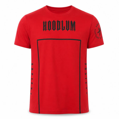 Hoodlum Society Men's Red Graphic Print Crew Neck T-Shirt Size S