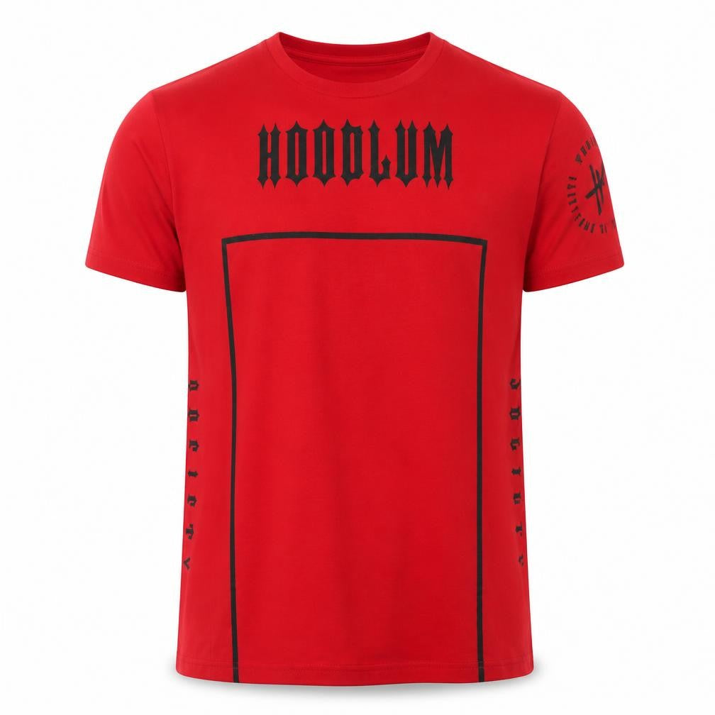 Hoodlum Society Men's Red Graphic Print Crew Neck T-Shirt Size S