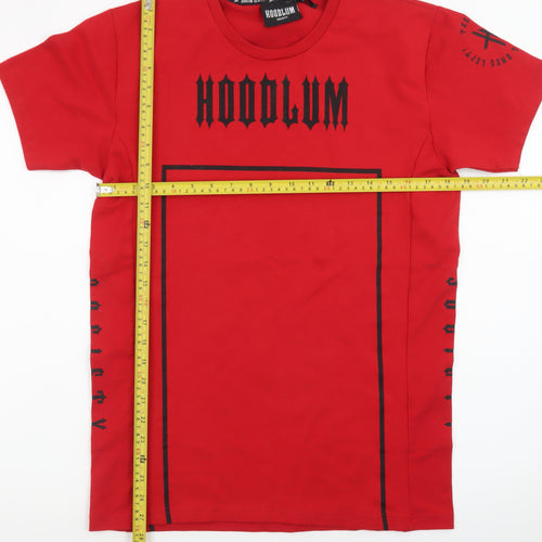 Hoodlum Society Men's Red Graphic Print Crew Neck T-Shirt Size S