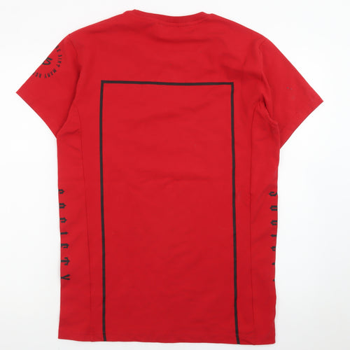 Hoodlum Society Men's Red Graphic Print Crew Neck T-Shirt Size S