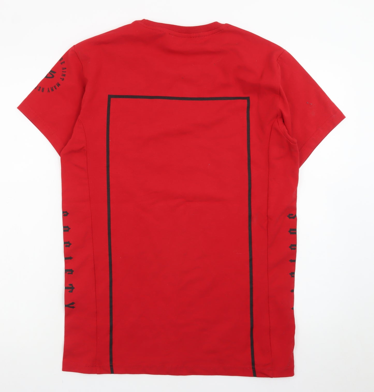 Hoodlum Society Men's Red Graphic Print Crew Neck T-Shirt Size S