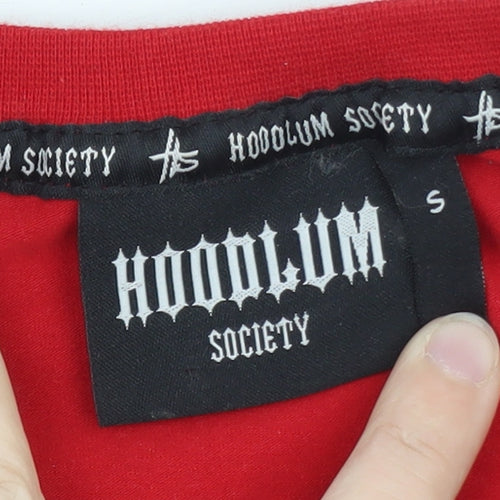 Hoodlum Society Men's Red Graphic Print Crew Neck T-Shirt Size S