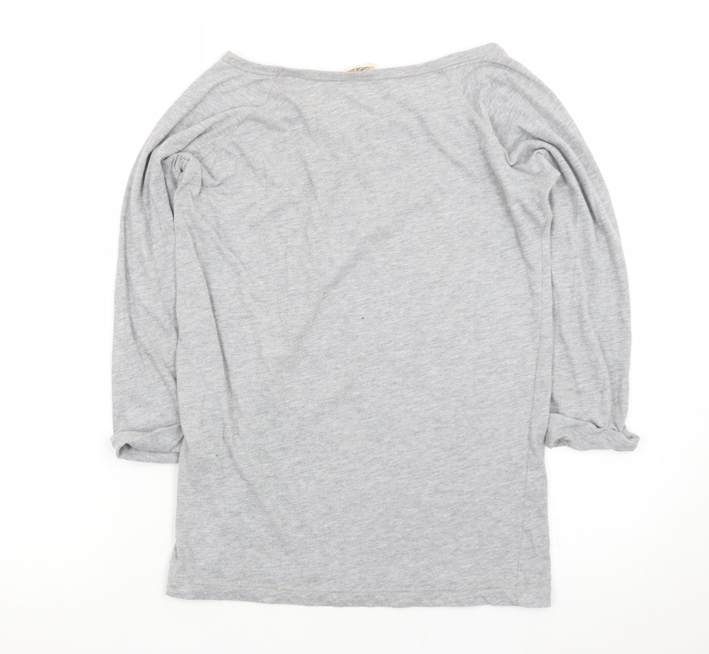 Pull & Bear Women's Grey 3/4 Sleeve Boat Neck T-Shirt Size S