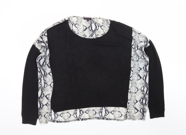 Stella Morgan Womens Black Snake Print Pullover Jumper Size 16