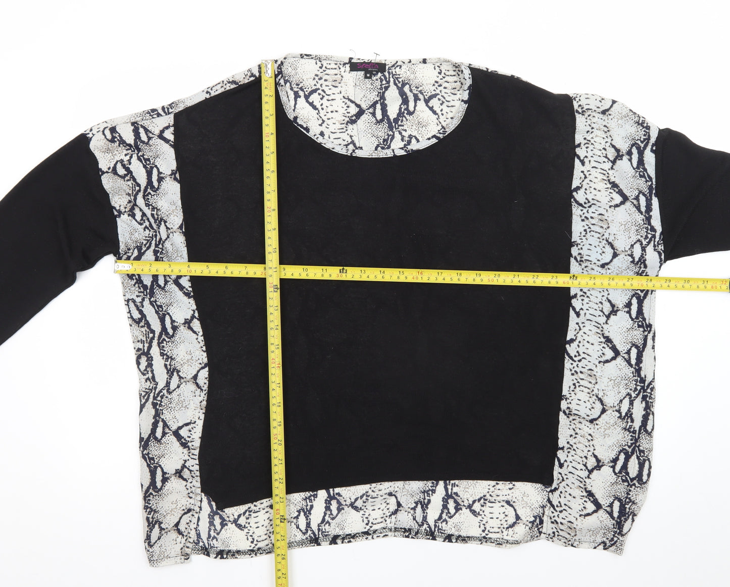 Stella Morgan Womens Black Snake Print Pullover Jumper Size 16