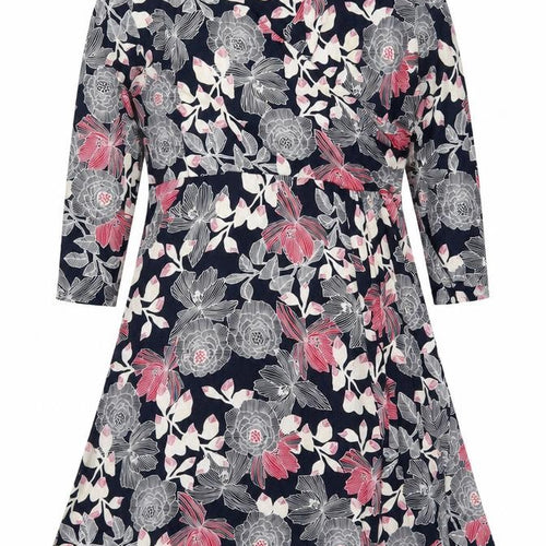 Maine New England Women’s Multicoloured Floral Jersey Knee Length A-Line Dress Size 16