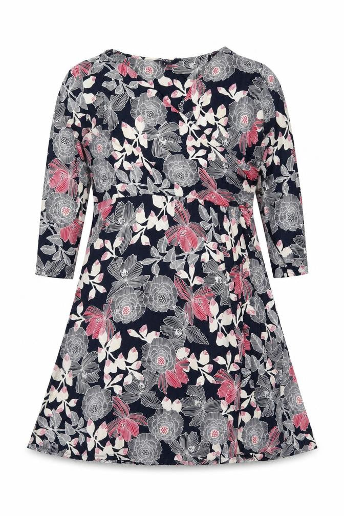 Maine New England Women’s Multicoloured Floral Jersey Knee Length A-Line Dress Size 16