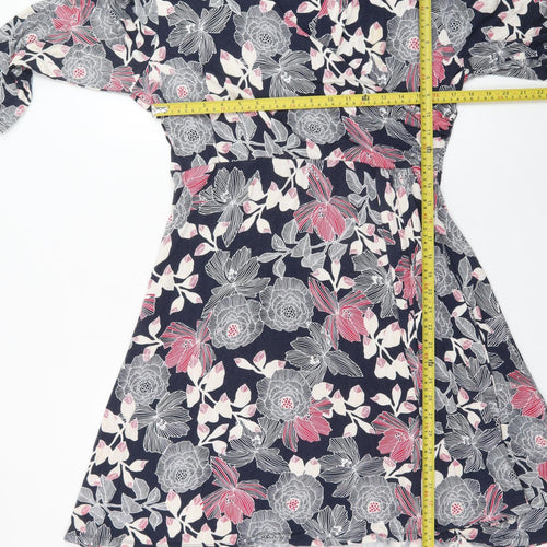 Maine New England Women’s Multicoloured Floral Jersey Knee Length A-Line Dress Size 16