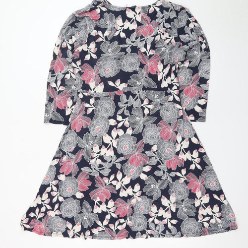 Maine New England Women’s Multicoloured Floral Jersey Knee Length A-Line Dress Size 16