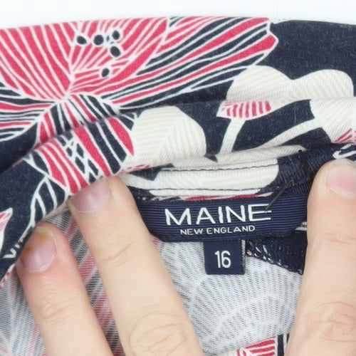 Maine New England Women’s Multicoloured Floral Jersey Knee Length A-Line Dress Size 16
