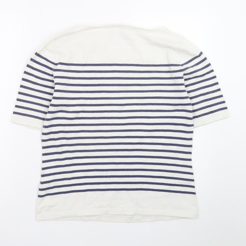 Fenn Wright Manson Womens White Navy Striped Cotton Jumper Size 16