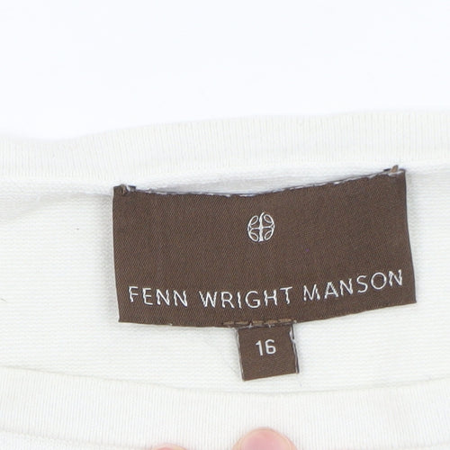 Fenn Wright Manson Womens White Navy Striped Cotton Jumper Size 16