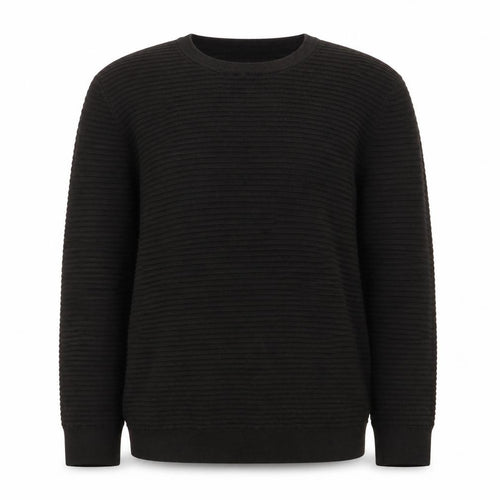 Linea Mens Black Cotton Rib Knit Crew Neck Jumper Size L
