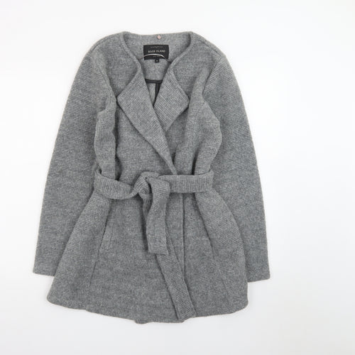 River Island Women’s Grey Belted Knit Coatigan Size 12