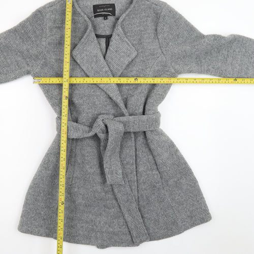 River Island Women’s Grey Belted Knit Coatigan Size 12