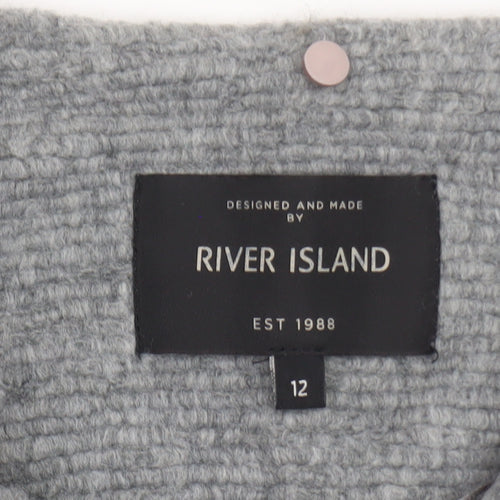 River Island Women’s Grey Belted Knit Coatigan Size 12