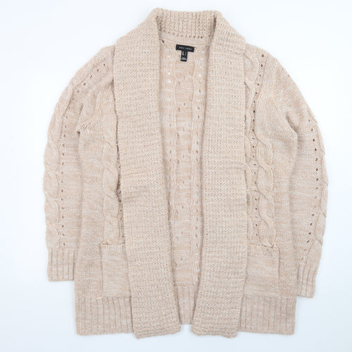 New Look Women Beige Cable Knit Open Cardigan L