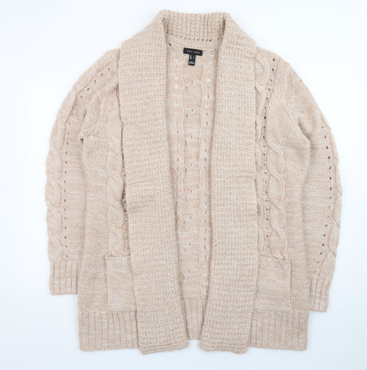 New Look Women Beige Cable Knit Open Cardigan L