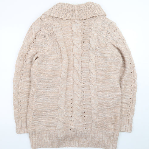 New Look Women Beige Cable Knit Open Cardigan L