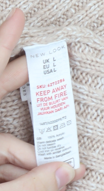 New Look Women Beige Cable Knit Open Cardigan L