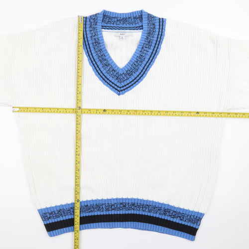 Next Women’s Ivory Blue V-Neck Knit Jumper XL Cotton Blend